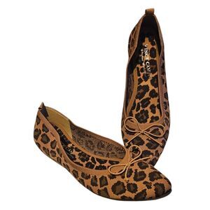 VINCE CAMUTO Flanna Leopard Print Knit Ballet Flats - Size 11
